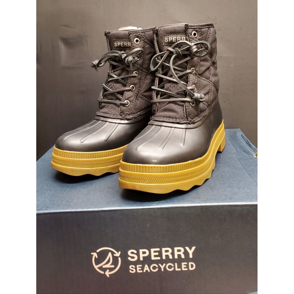 Sperry Saltwater 2.0 Women's Round Toe Black Duck Boots Size 8